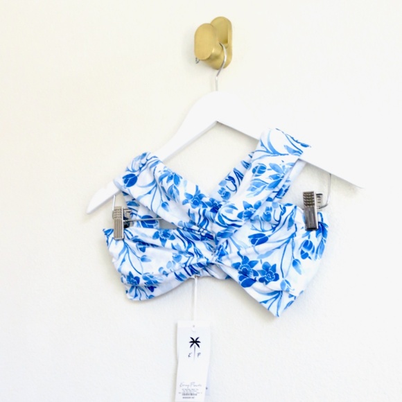 NEW! Kenny Flowers The Côte d'Azur Off the shoulder Bikini Top Blue SZ S - Picture 9 of 13